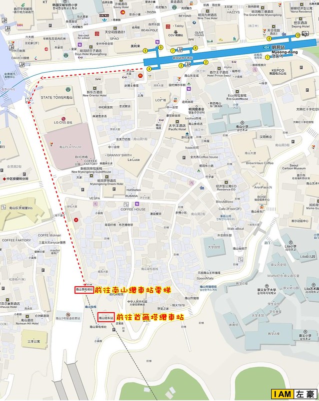 首爾塔-路線指示圖